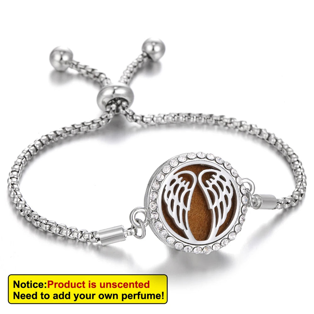 Tree of Life Aromatherapy Diffuser Bracelet – Crystal Locket Essential Oil Jewelry for Men & Women