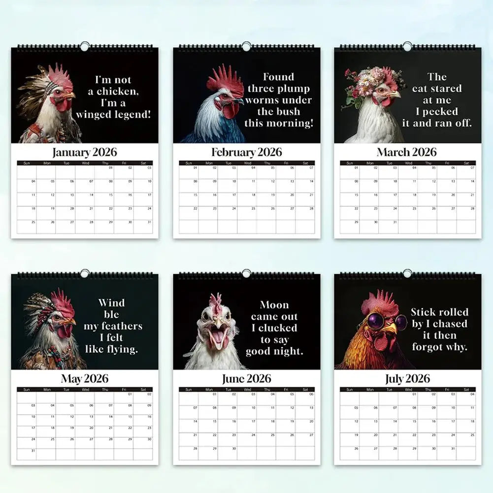 2026 Rooster-Themed Wall Calendar (12-Month Planner) – Funny Farm Photography Calendar, Ideal Gift for Home & Office