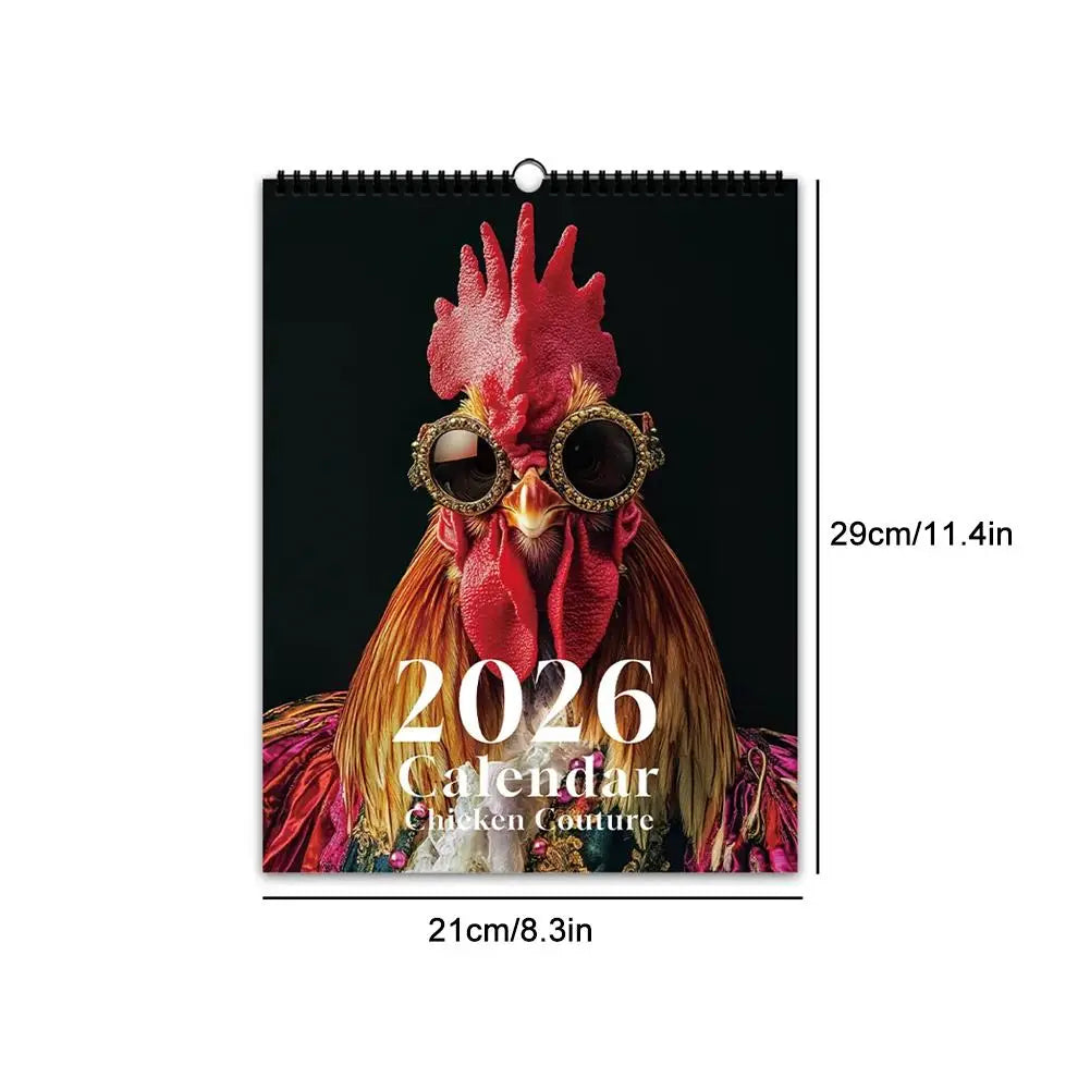 2026 Rooster-Themed Wall Calendar (12-Month Planner) – Funny Farm Photography Calendar, Ideal Gift for Home & Office
