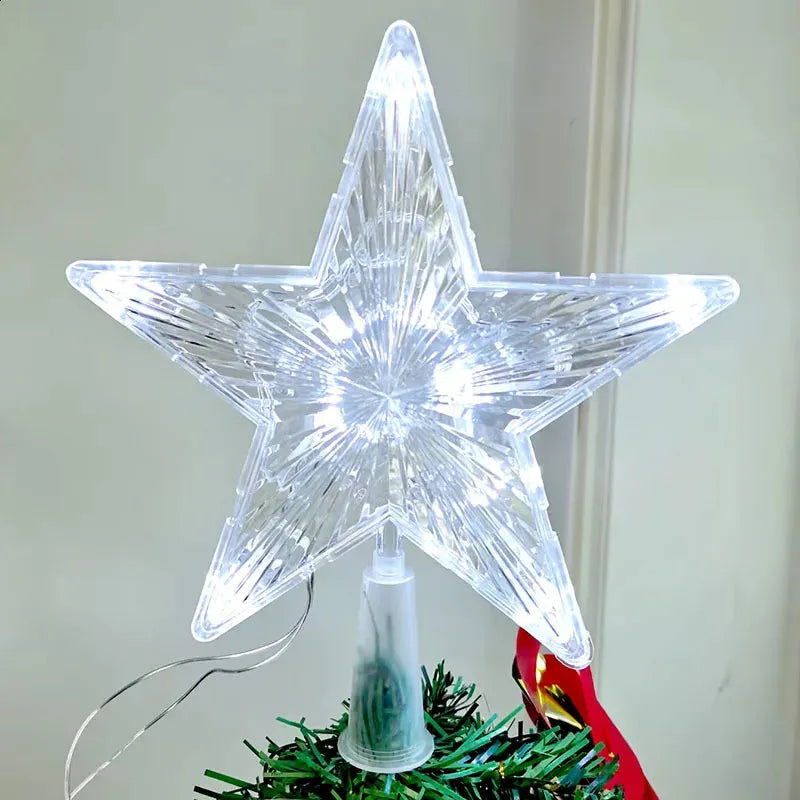 LED Transparent 5-Point Star Tree Topper 15CM – Christmas Decorations & Xmas Home Ornaments