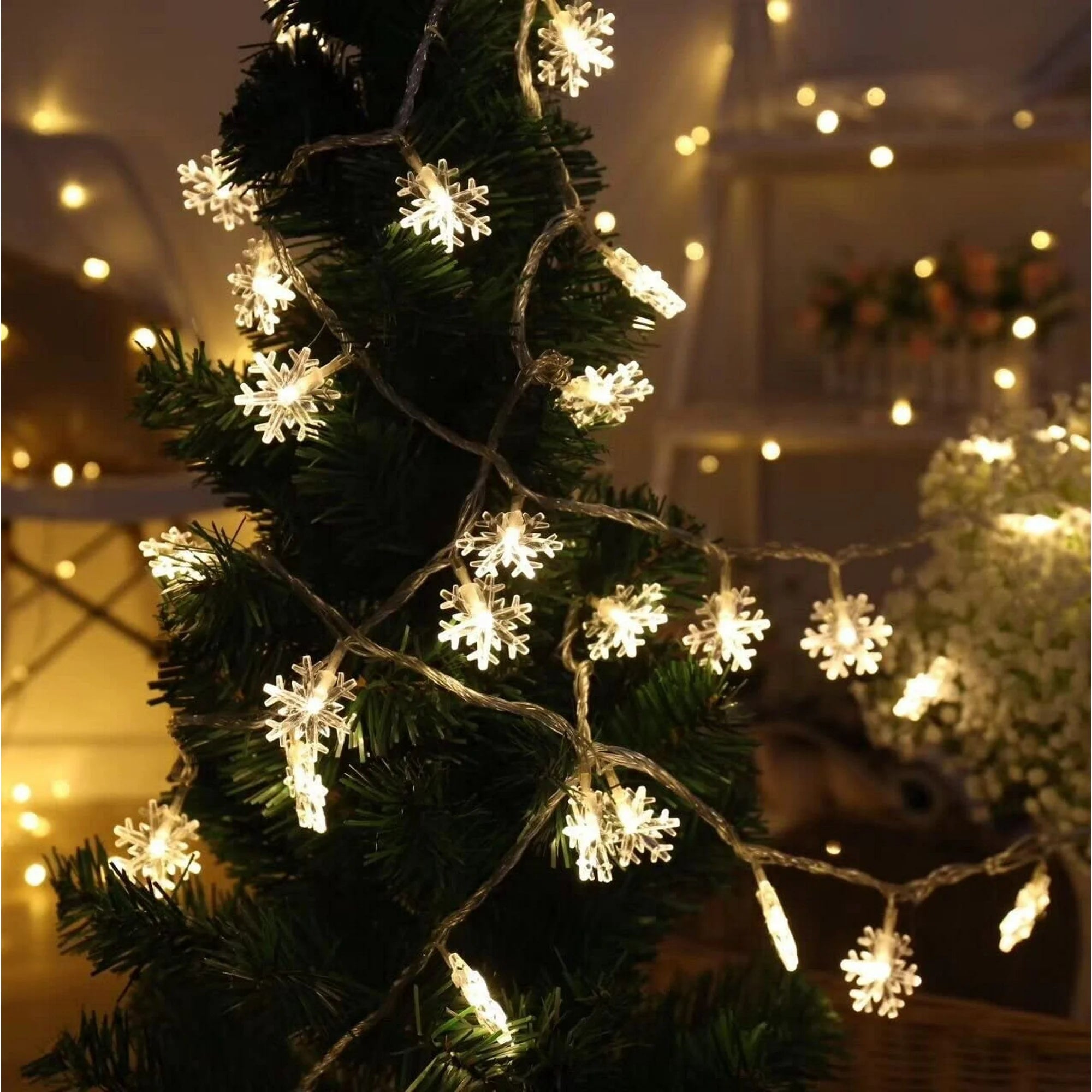 Premium Snowflake LED Fairy Lights – Festive Christmas Glow for Elegant Home Decoration
