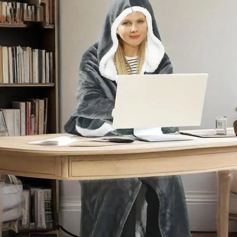 Wearable Heated Blanket Hoodie – Full Body Warmth