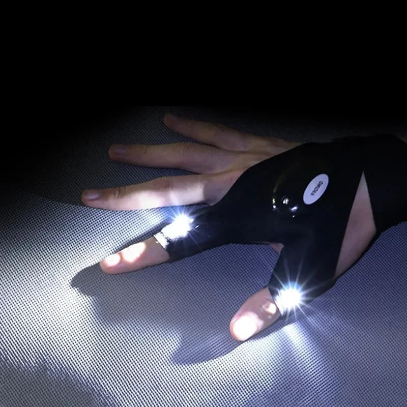 Rechargeable LED Flashlight Gloves – Hands-Free Light for Repair, Camping & Fishing