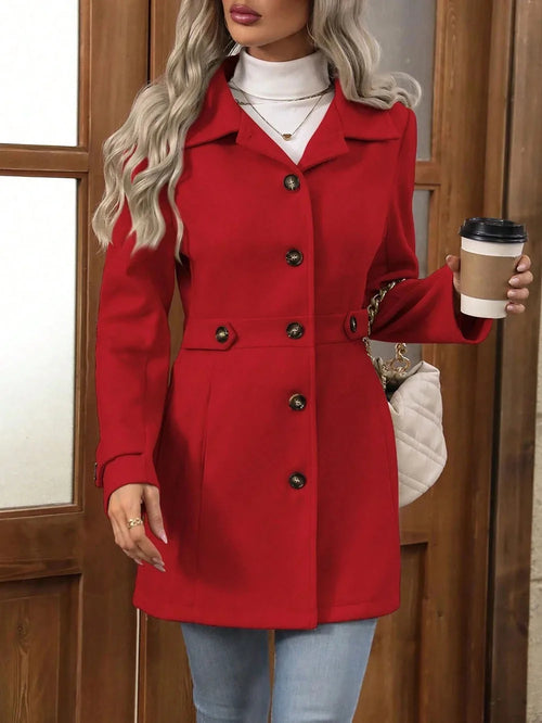 Autumn/Winter Women’s Mid-Length Wool Blazer – Loose-Fit Notched Lapel Single-Breasted Chic Coat