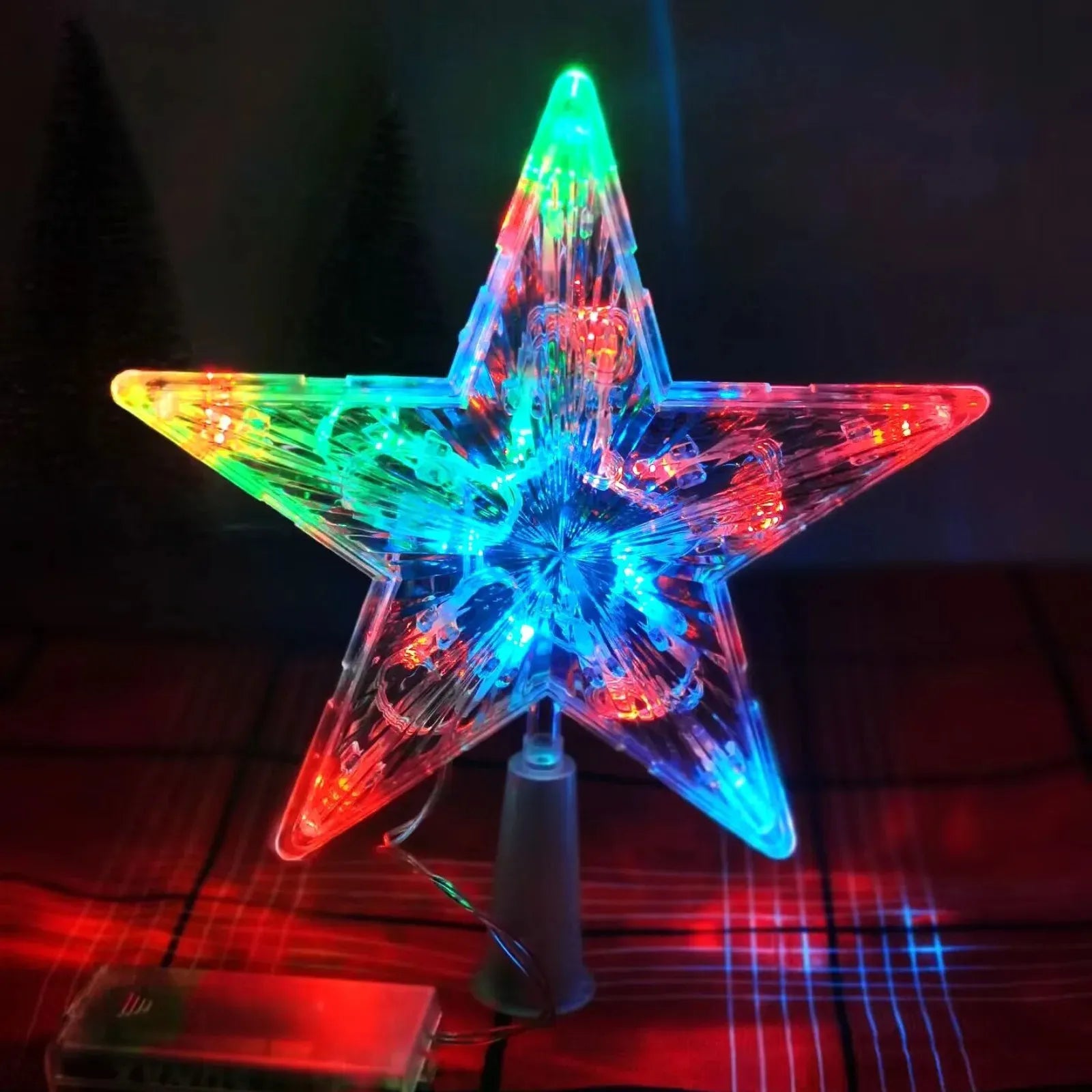 LED Transparent 5-Point Star Tree Topper 15CM – Christmas Decorations & Xmas Home Ornaments