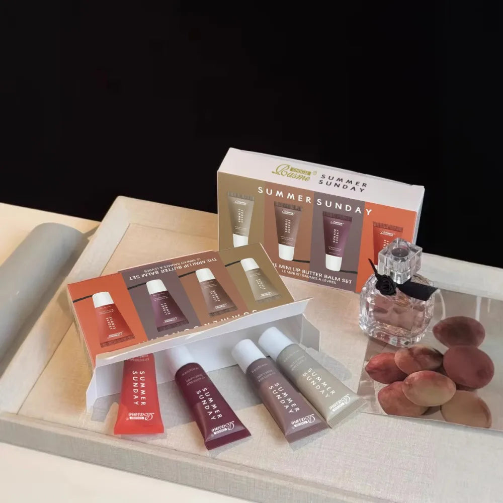 GlowMuse Velvet Shine Lip Collection – 4-Piece Hydrating Gloss Set for Everyday Beauty