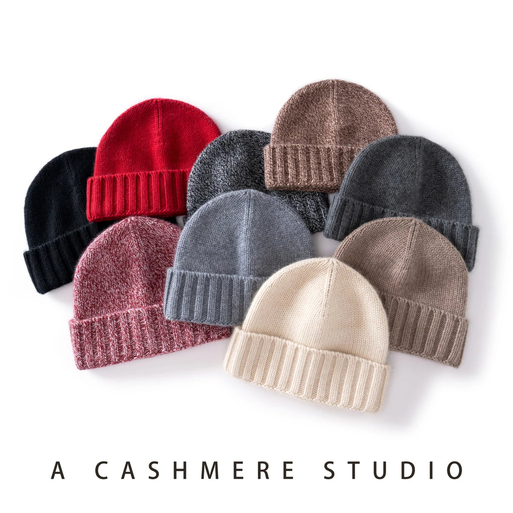 MERRILAMB Unisex Knitted Hats Outdoor Pure Cashmere Cap Winter Beanie Hat Thickened Cashmere Soft Warm Men Women Casual Caps
