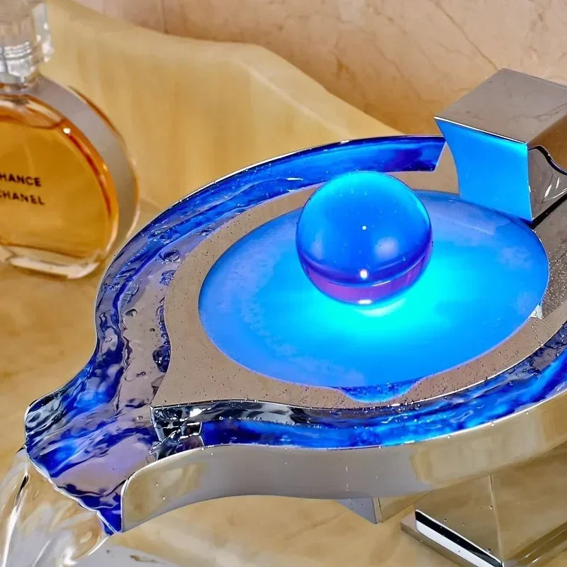 Color-Changing LED Waterfall Bathroom Faucet – Temperature-Sensitive Sink Tap