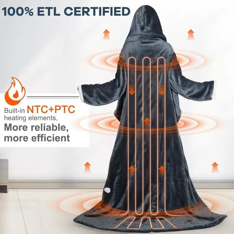 Wearable Heated Blanket Hoodie – Full Body Warmth