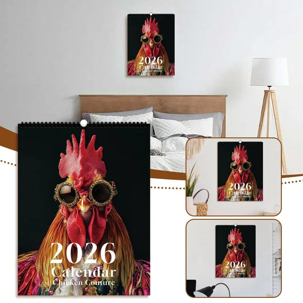 2026 Rooster-Themed Wall Calendar (12-Month Planner) – Funny Farm Photography Calendar, Ideal Gift for Home & Office