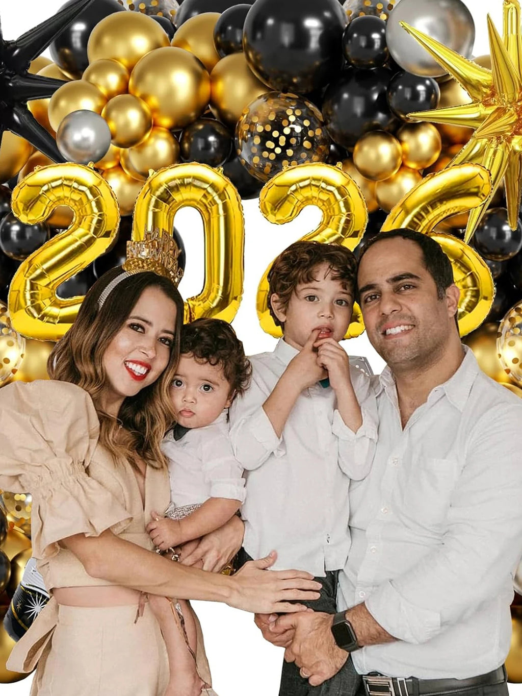 120-Piece Black & Gold Party Balloon Decoration Set with Star Bottle Balloon – Elegant New Year 2026 Celebration Kit