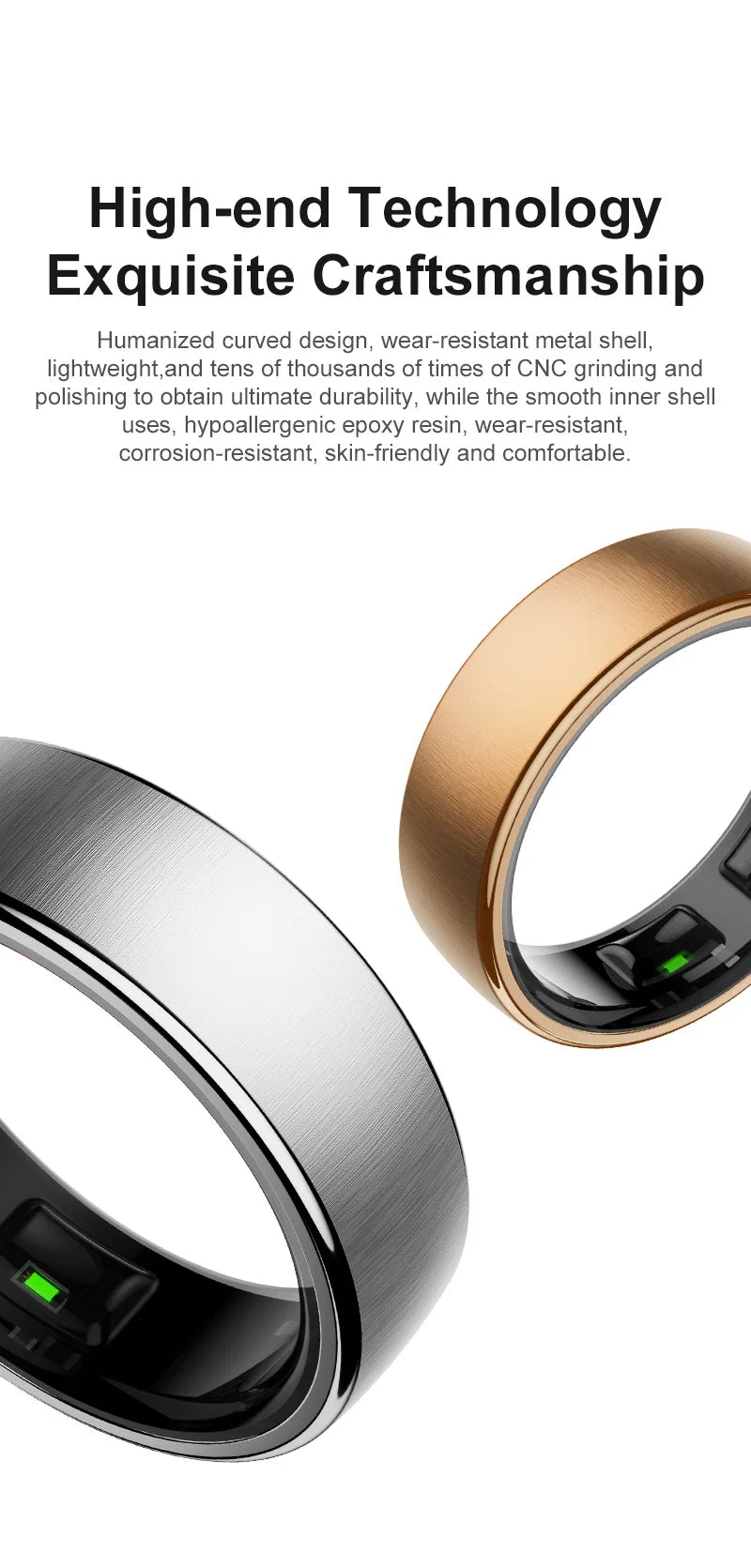 Smart Health Tracking Ring – Sleep & Heart Rate Monitor, Waterproof Fitness Ring