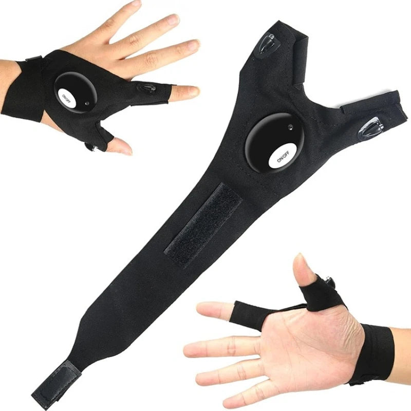 Rechargeable LED Flashlight Gloves – Hands-Free Light for Repair, Camping & Fishing
