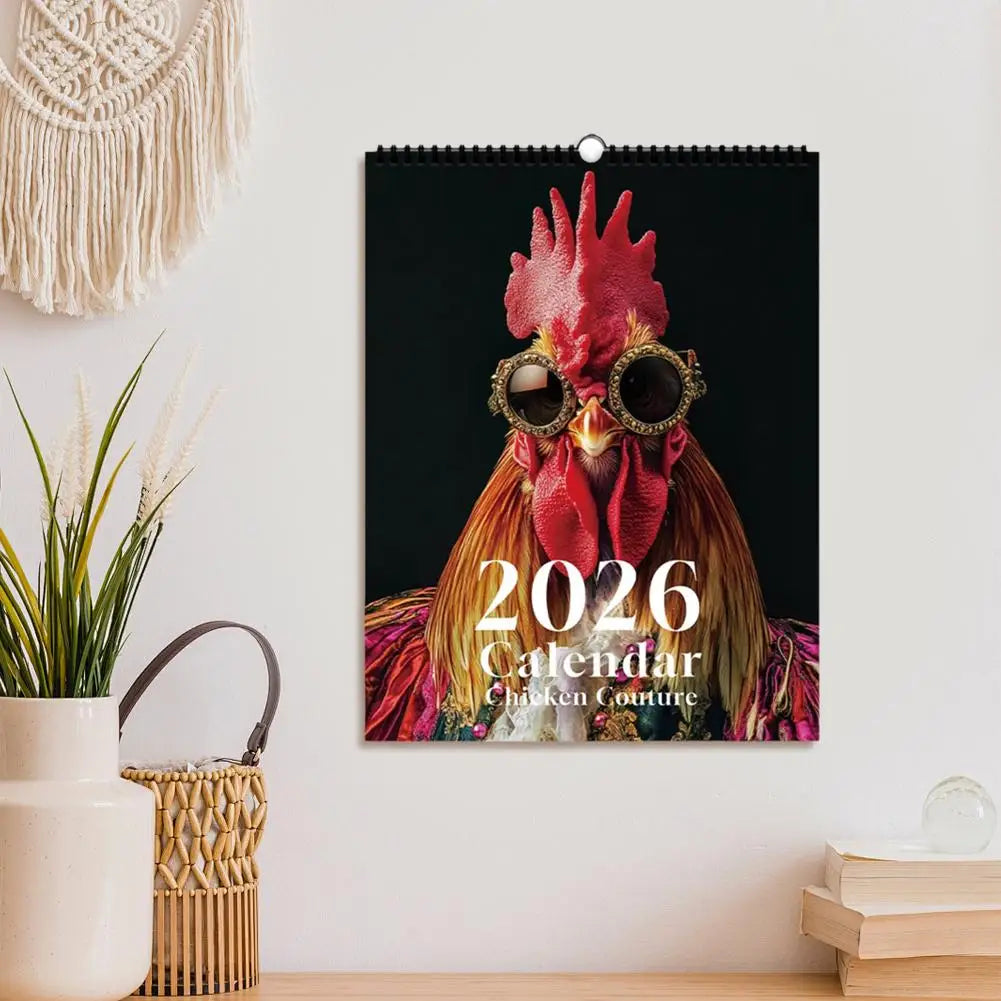 2026 Rooster-Themed Wall Calendar (12-Month Planner) – Funny Farm Photography Calendar, Ideal Gift for Home & Office
