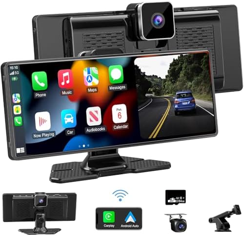 🚗 10.26” Portable Wireless CarPlay Car Stereo – HD Touchscreen with Apple CarPlay & Android Auto, Mirror Link & Backup Camera