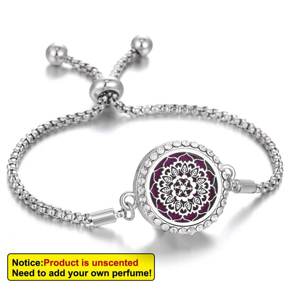 Tree of Life Aromatherapy Diffuser Bracelet – Crystal Locket Essential Oil Jewelry for Men & Women