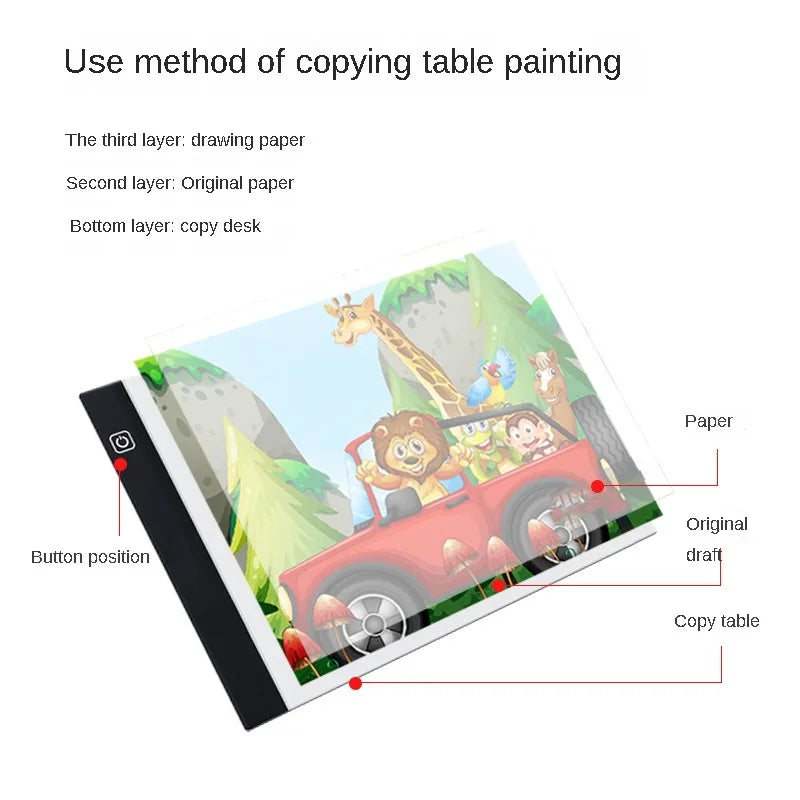 LED Drawing Light Pad – 3-Level Dimmable Tracing & Art Board for Kids
