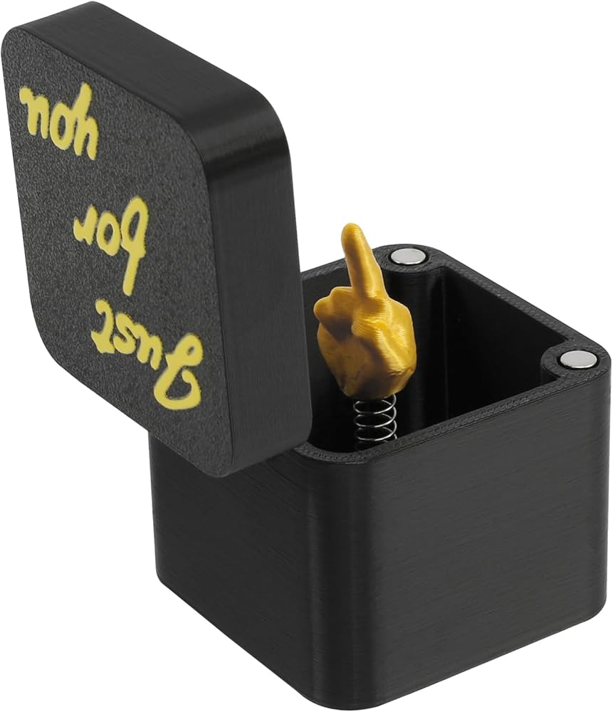 Funny Middle Finger in Box - Desk Decor Gag Gift for Halloween, Christmas & Birthday, Novelty Office Toy & Home Decoration