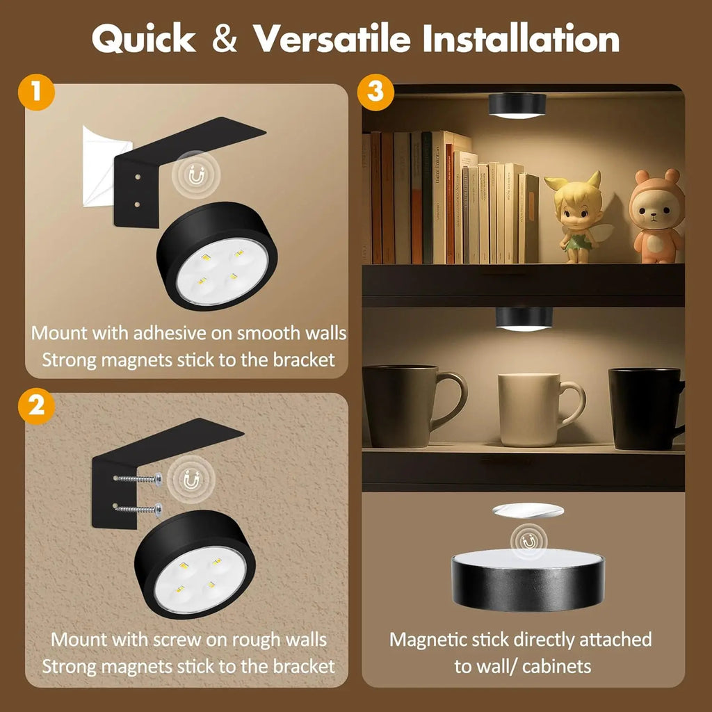 Magnetic LED Picture Lights (3-Pack) – Remote Control, Dimmable, Timer