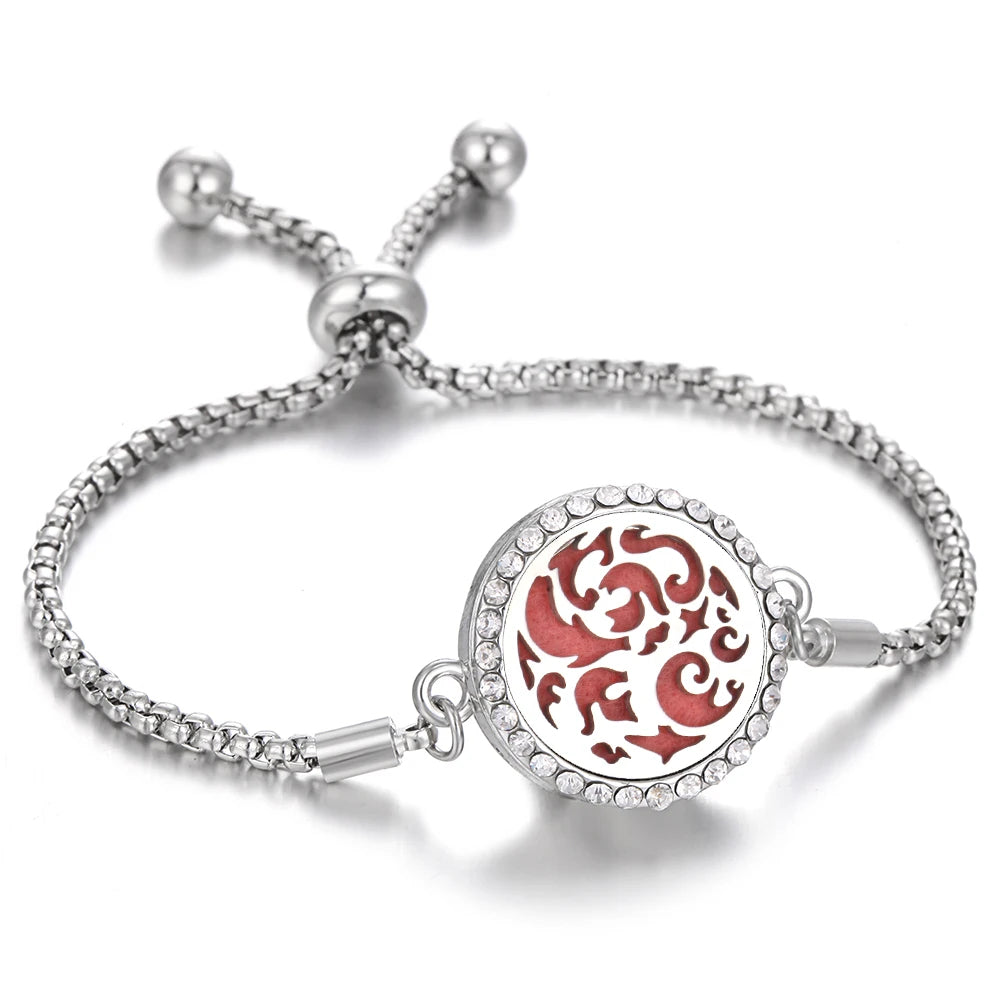 Tree of Life Aromatherapy Diffuser Bracelet – Crystal Locket Essential Oil Jewelry for Men & Women