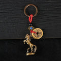 Zodiac Horse Lucky Keychain – Copper Feng Shui Prosperity Pendant, Unisex Bag & Key Ring Gift