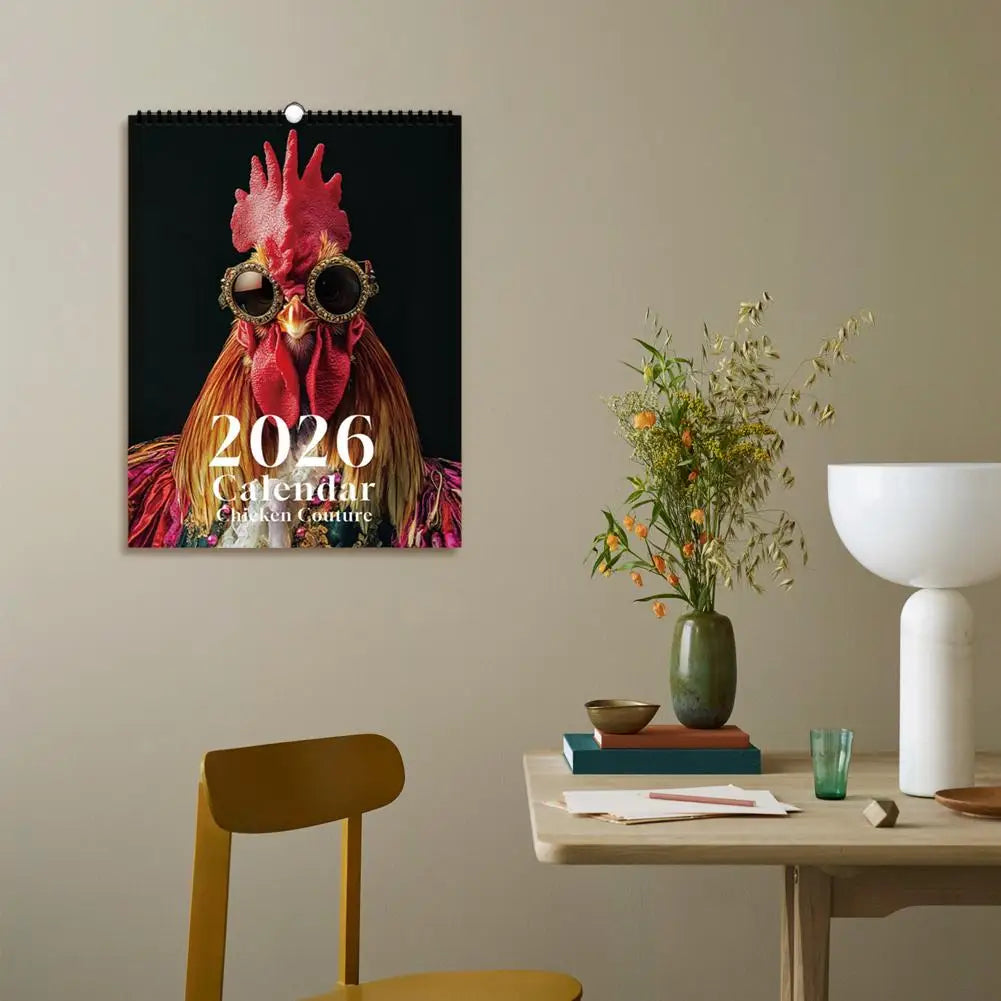 2026 Rooster-Themed Wall Calendar (12-Month Planner) – Funny Farm Photography Calendar, Ideal Gift for Home & Office