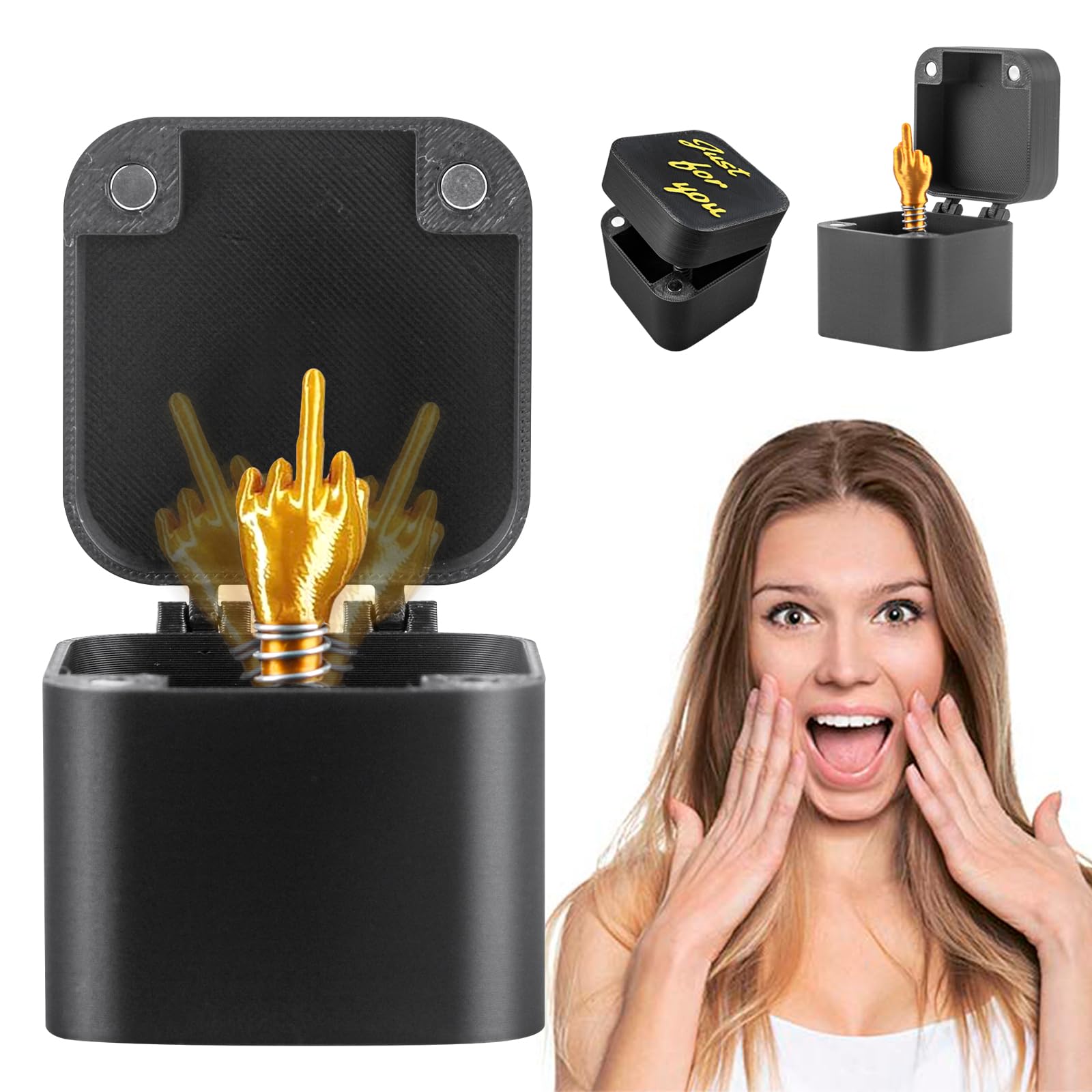 Funny Middle Finger in Box - Desk Decor Gag Gift for Halloween, Christmas & Birthday, Novelty Office Toy & Home Decoration