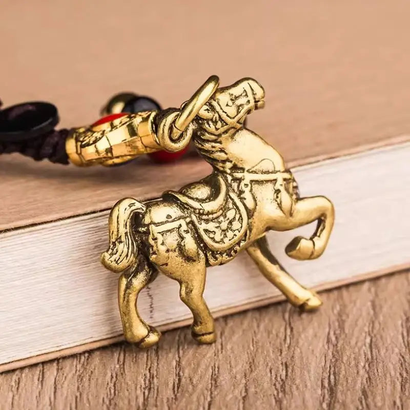 Zodiac Horse Lucky Keychain – Copper Feng Shui Wealth Pendant, Elegant Bag & Key Ring Gift