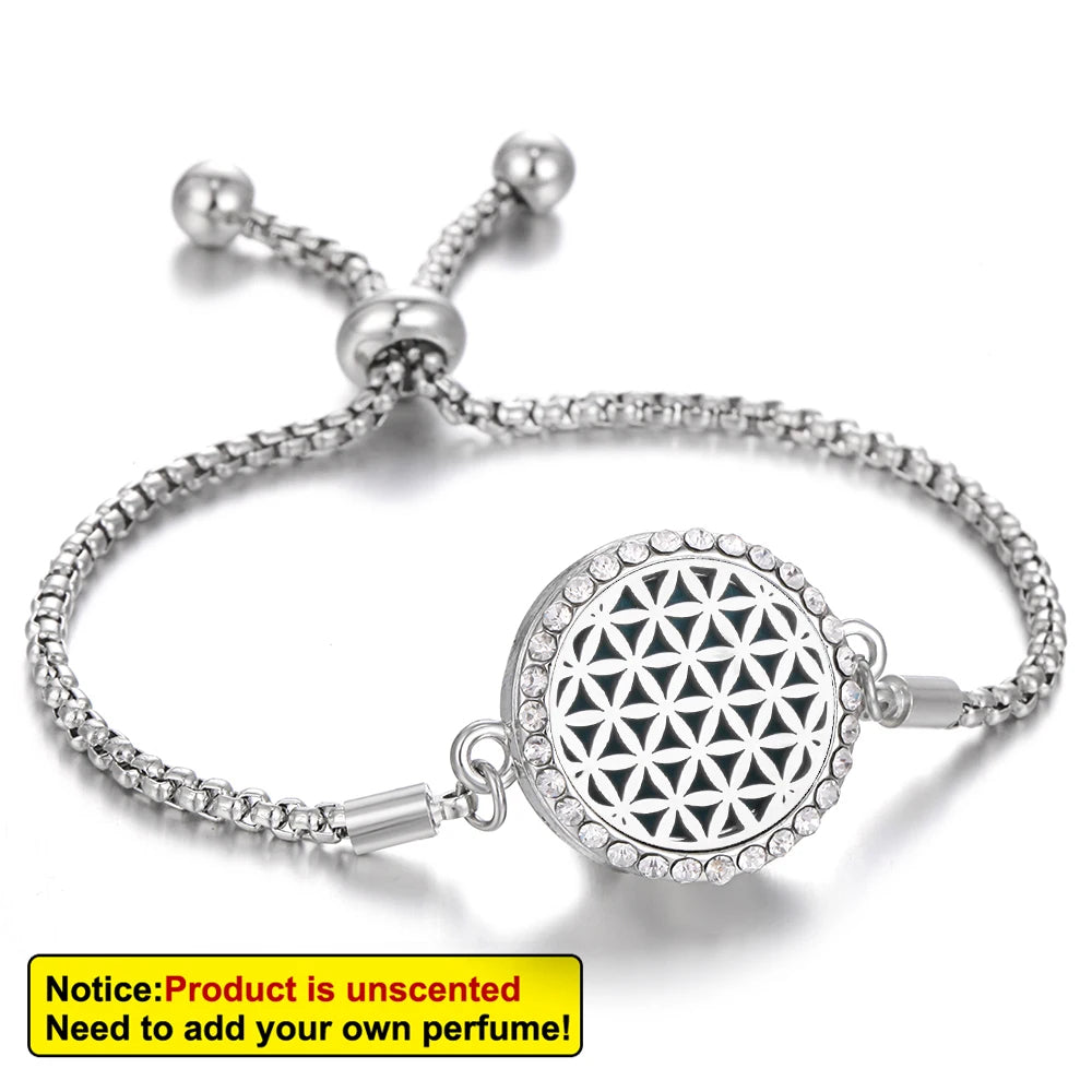 Tree of Life Aromatherapy Diffuser Bracelet – Crystal Locket Essential Oil Jewelry for Men & Women