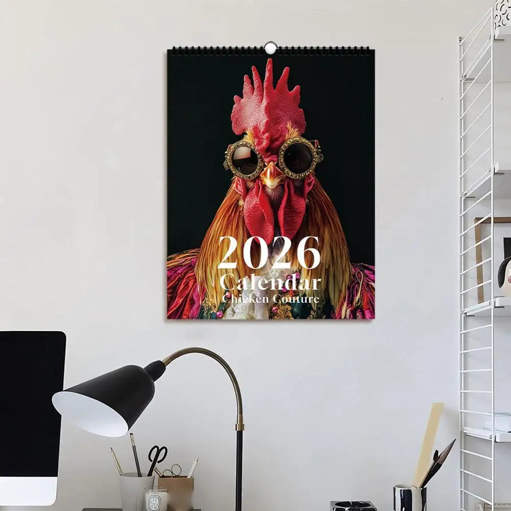 2026 Rooster-Themed Wall Calendar (12-Month Planner) – Funny Farm Photography Calendar, Ideal Gift for Home & Office