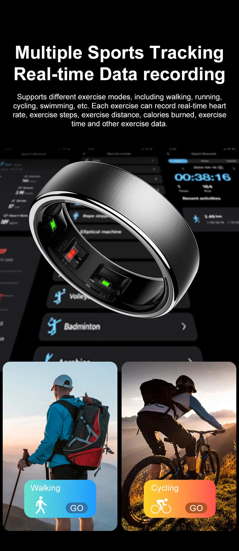 Smart Health Tracking Ring – Sleep & Heart Rate Monitor, Waterproof Fitness Ring