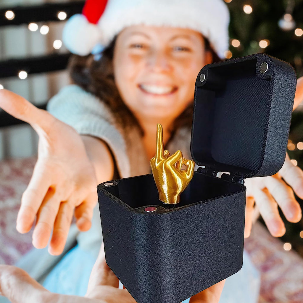 Funny Middle Finger in Box - Desk Decor Gag Gift for Halloween, Christmas & Birthday, Novelty Office Toy & Home Decoration