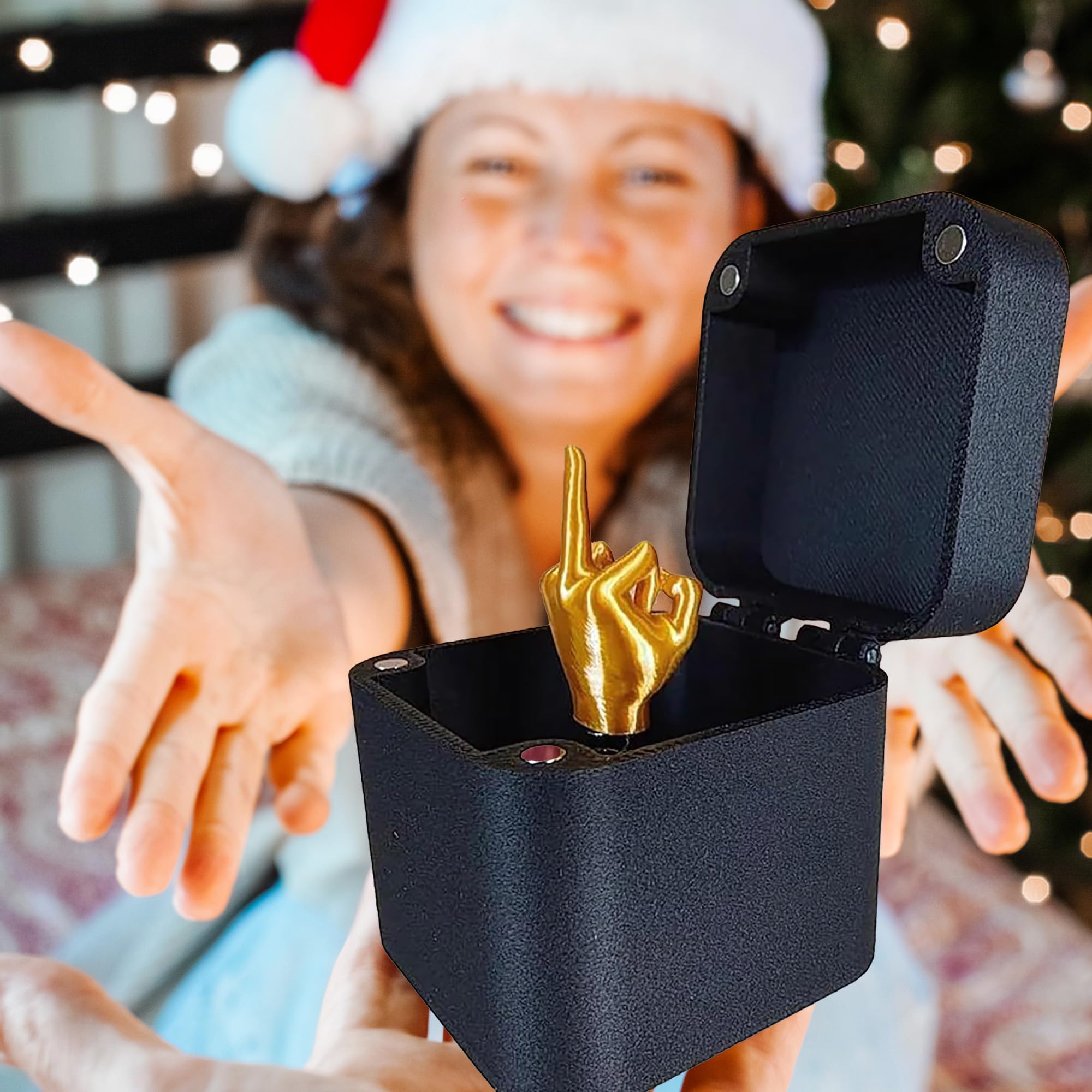 Funny Middle Finger in Box - Desk Decor Gag Gift for Halloween, Christmas & Birthday, Novelty Office Toy & Home Decoration