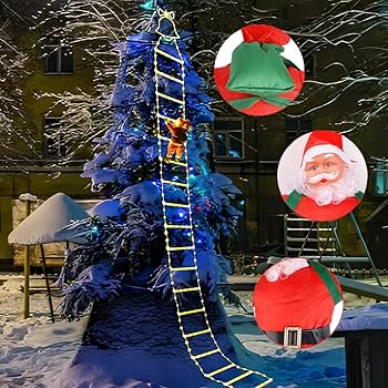 3M Santa Claus Climbing Ladder Outdoor Christmas Decoration Home Garden Cristmas Tree Ornement New Year Gift Xmas Tree Decor