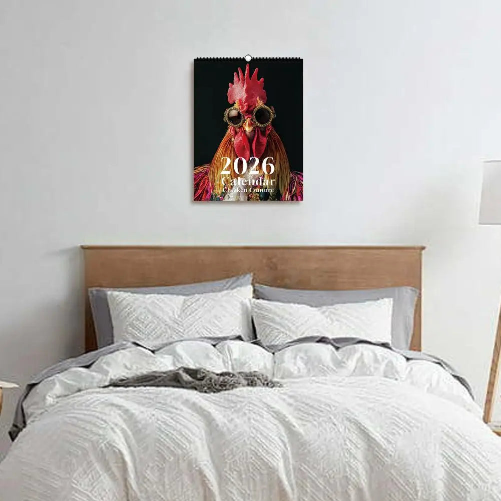 2026 Rooster-Themed Wall Calendar (12-Month Planner) – Funny Farm Photography Calendar, Ideal Gift for Home & Office