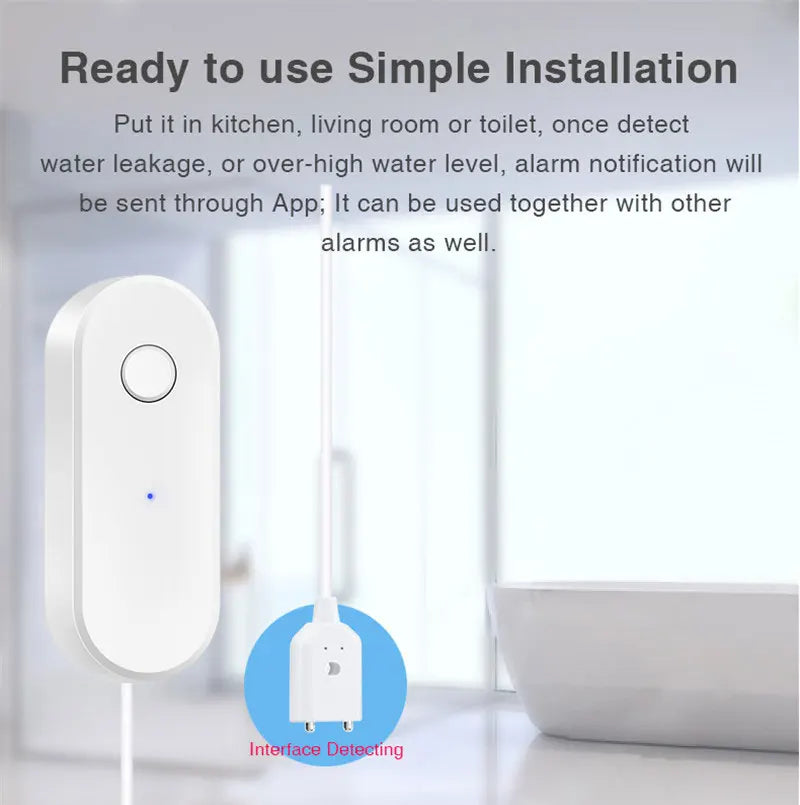 AquaGuard Pro WiFi Leak Detection Sensor – Smart Flood & Overflow Protection with Mobile App Alerts