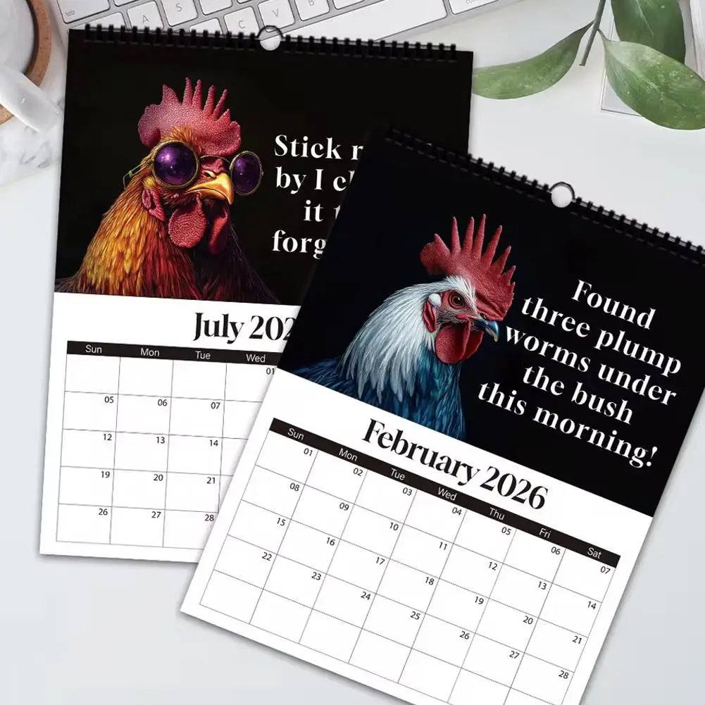 2026 Rooster-Themed Wall Calendar (12-Month Planner) – Funny Farm Photography Calendar, Ideal Gift for Home & Office