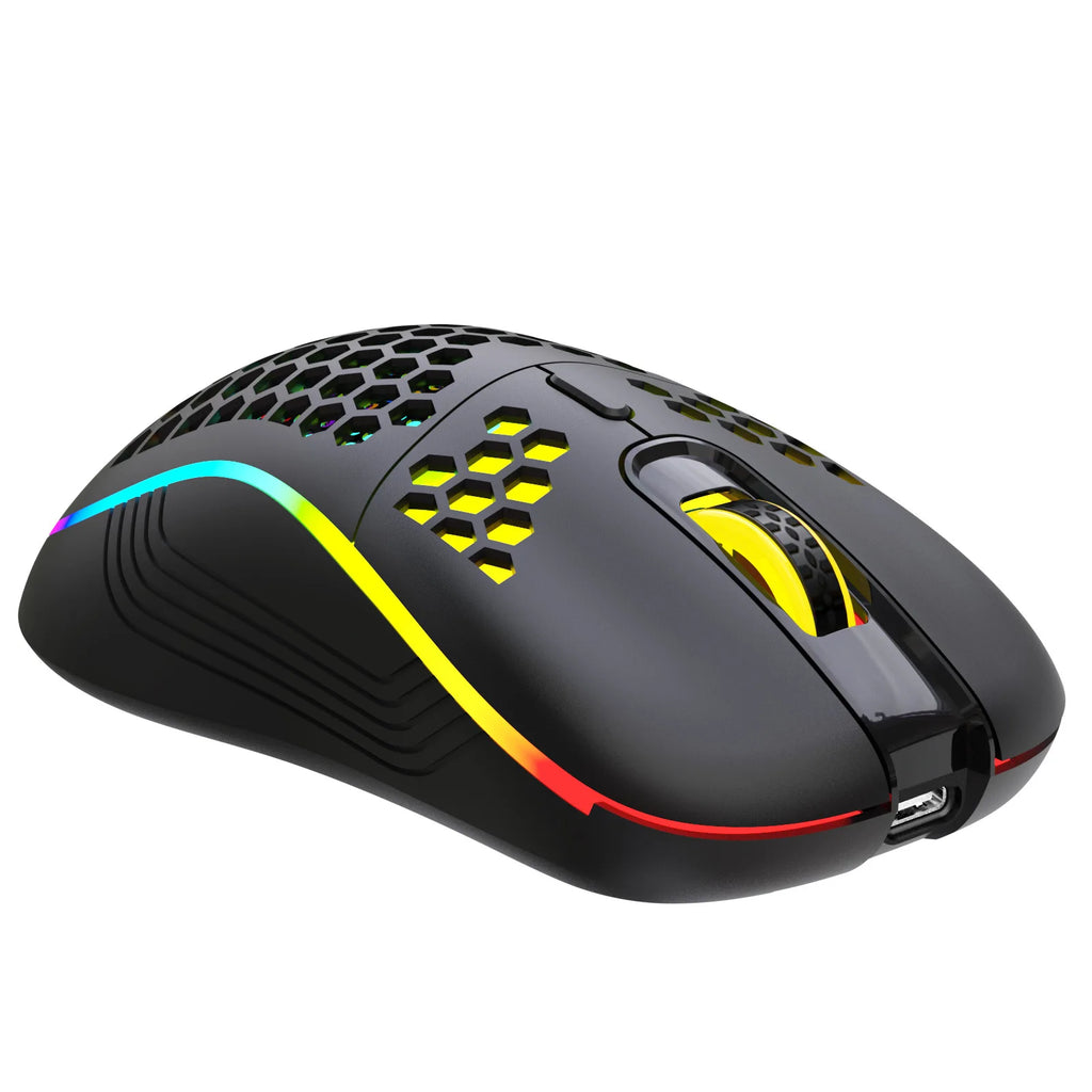 2.4G Wireless RGB Gaming Mouse – Rechargeable Ergonomic Honeycomb Design