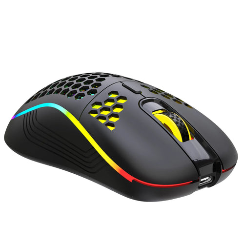 2.4G Wireless RGB Gaming Mouse – Rechargeable Ergonomic Honeycomb Design