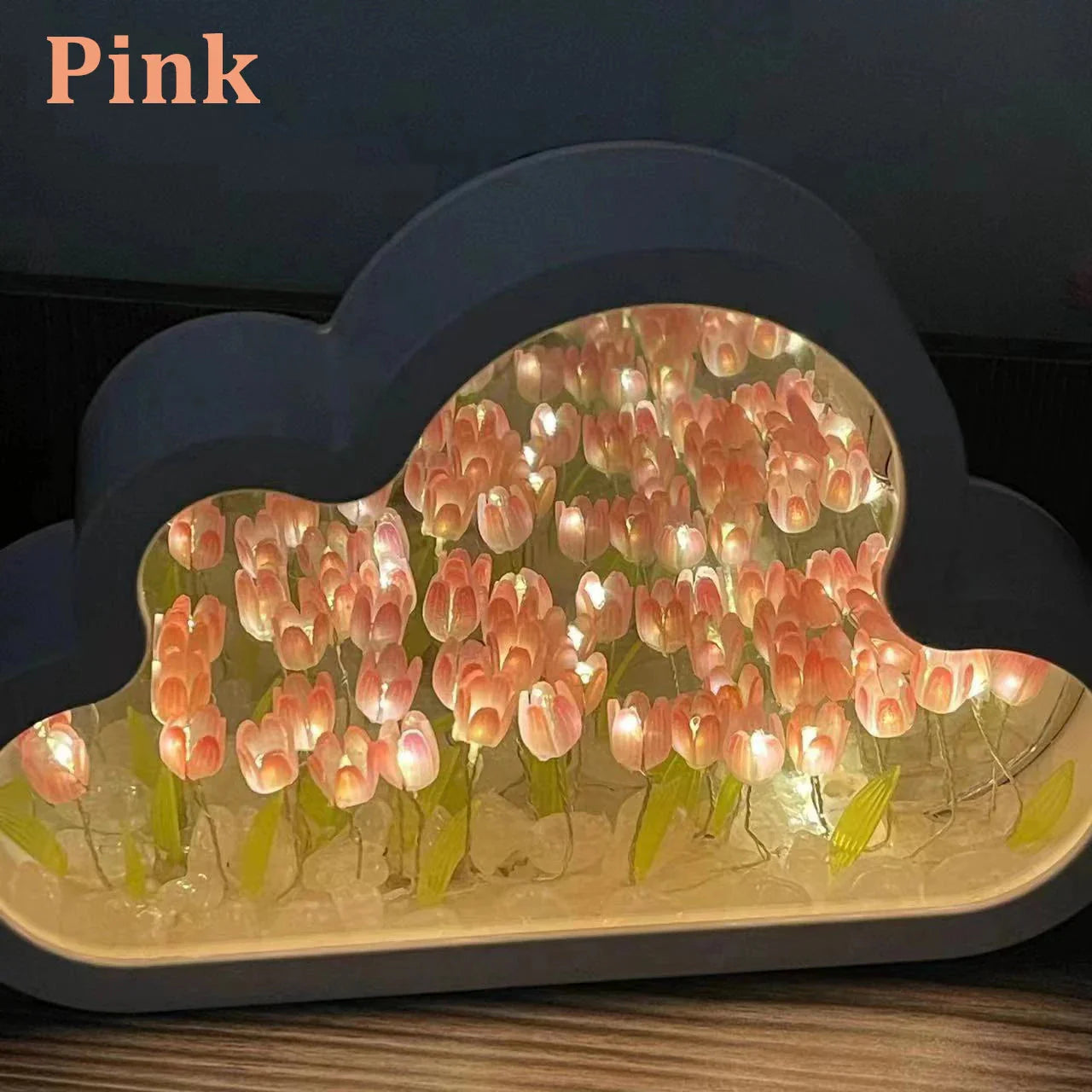 Tulip Cloud Sea of Flowers Night Light – Handmade Transparent Romantic Lamp, Perfect Qixi Lovers Gift