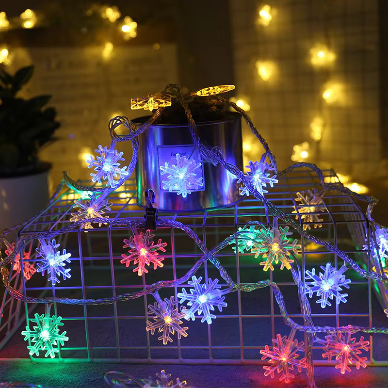 Premium Snowflake LED Fairy Lights – Festive Christmas Glow for Elegant Home Decoration