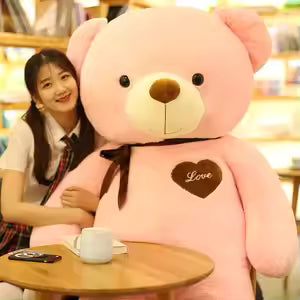 Large Plush Teddy Bear with Cute Ribbon | Huggable Stuffed Toy | Perfect Gift for Girlfriend | Soft PP Cotton Filling - 100cm Hieght