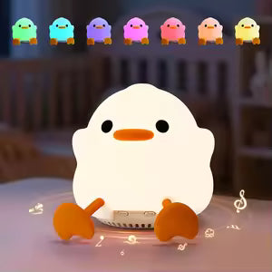 🦆 Cute Duck LED Night Light – Silicone Cartoon Animal Lamp with 7-Color Touch Control, Timer & USB Rechargeable