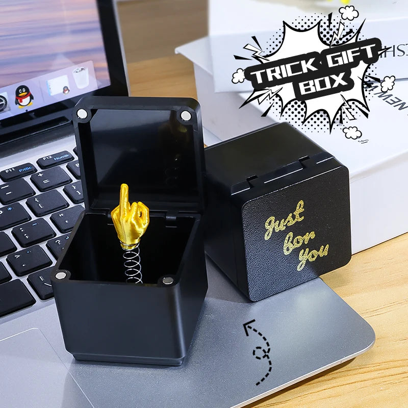 Funny Middle Finger in Box - Desk Decor Gag Gift for Halloween, Christmas & Birthday, Novelty Office Toy & Home Decoration