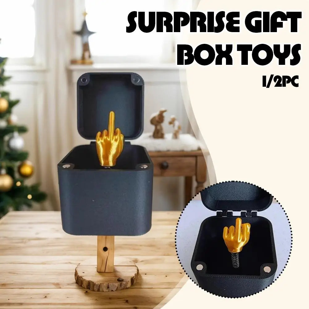 Funny Middle Finger in Box - Desk Decor Gag Gift for Halloween, Christmas & Birthday, Novelty Office Toy & Home Decoration