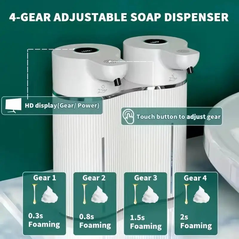 Dual-Outlet Touchless Automatic Soap Dispenser – Infrared Sensor Foam & Gel Hand Wash System, Wall-Mounted Design