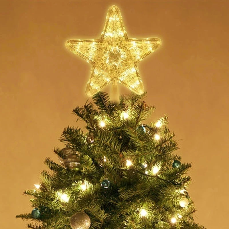 LED Transparent 5-Point Star Tree Topper 15CM – Christmas Decorations & Xmas Home Ornaments