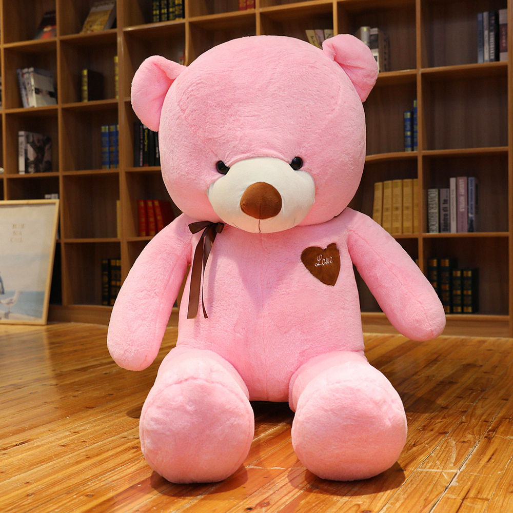 Large Plush Teddy Bear with Cute Ribbon | Huggable Stuffed Toy | Perfect Gift for Girlfriend | Soft PP Cotton Filling - 100cm Hieght