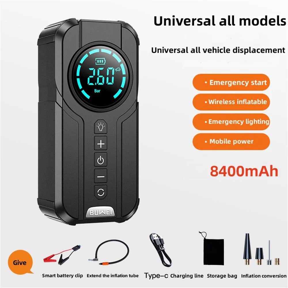 Car Battery Jump Starter Digital Display Portable Car Battery Booster Charger 8400mAh Power Bank Emergency Battery Booster
