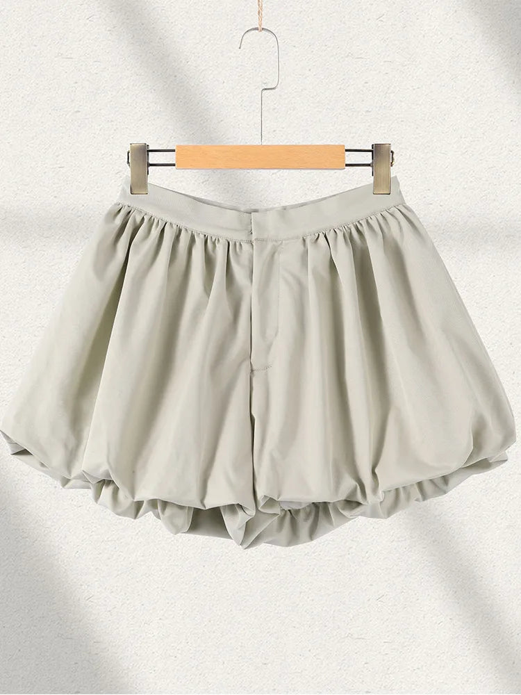 Women’s 2-Piece Chic Set – Lapel Collar Bomber Jacket & Zipper Short Pants Casual Outfit